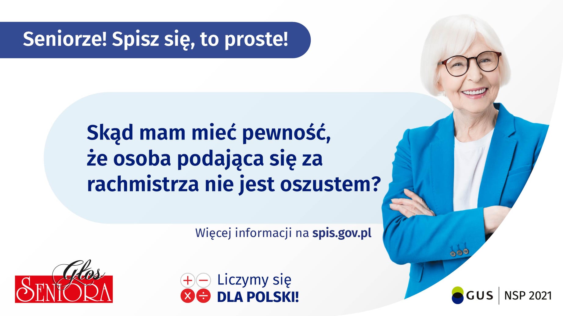 Uśmiechnięta starsza kobieta, informacje o spisie