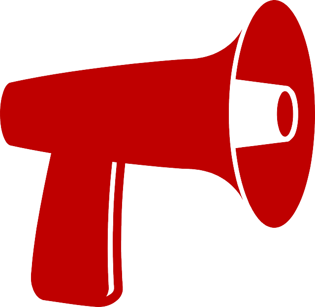Ikona czerwonego megafonu na białym tle