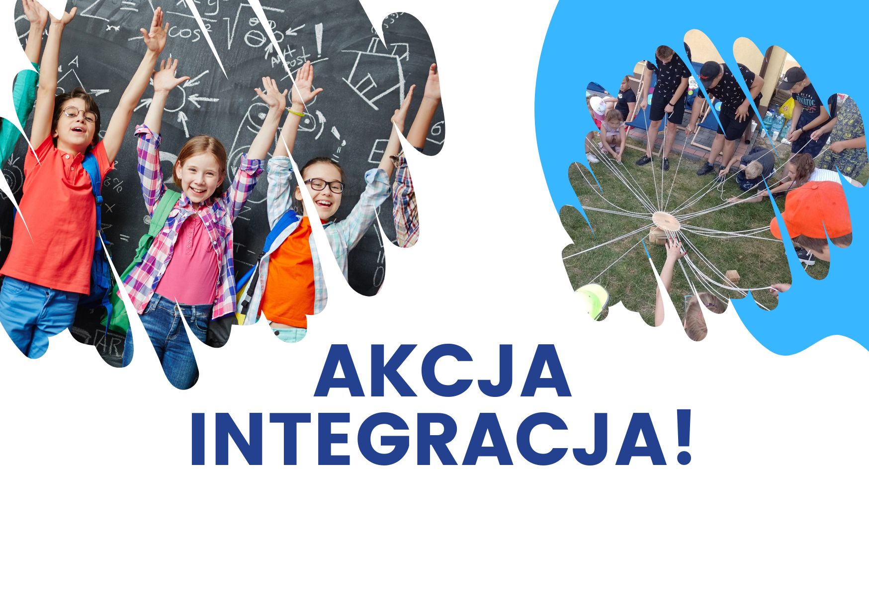 Grafika przedstawia dzieci oraz napis Akcja integracja!