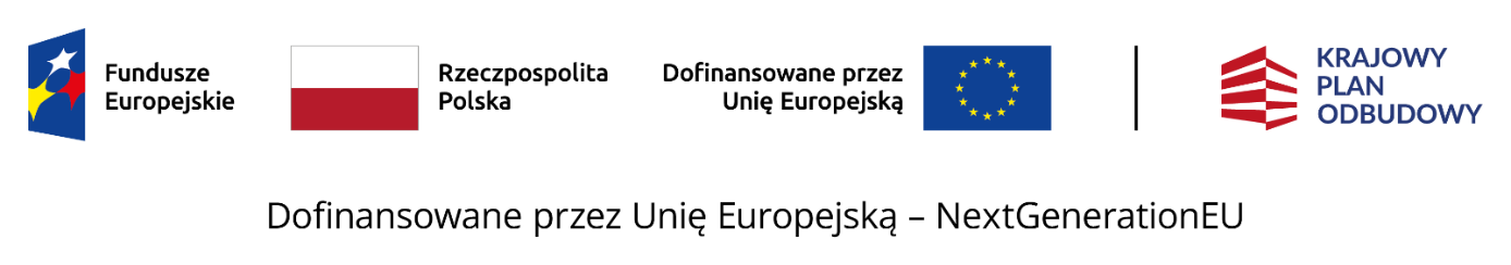 Logo FERS, Flaga Polski, Flaga Unii Europejskiej, KPO 