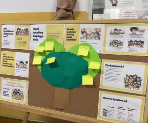 gazetka na szkolnym korytarzu 