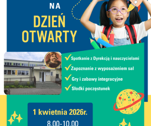 plakat informujący o dniu otwartym szkoły