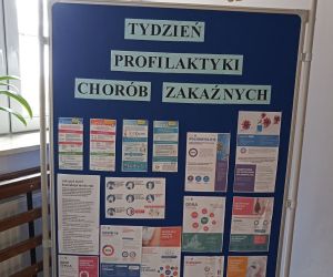 Tablica dekoracyjna z plakatami dotyczącymi chorób zakaźnych