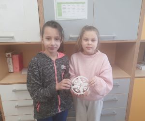 Dziewczynki trzymają śnieżynkę 